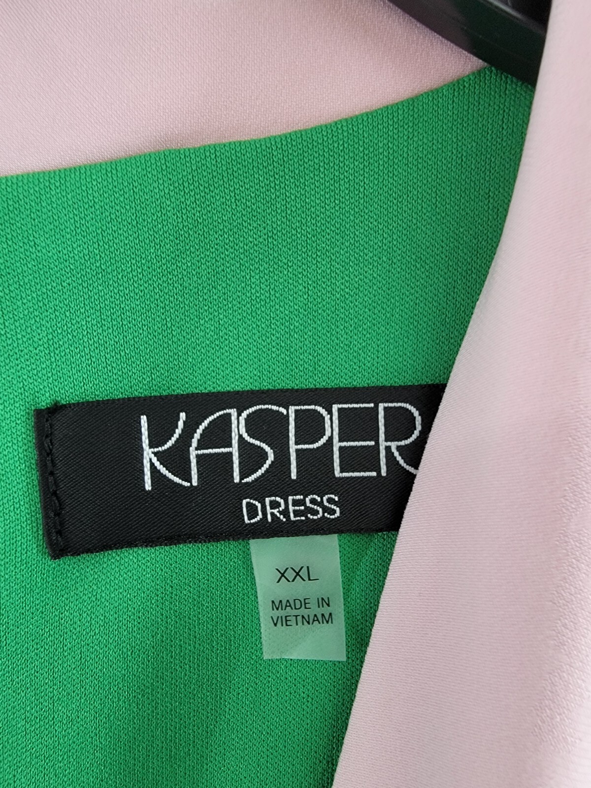Kasper Colorblocked Faux-Wrap Sheath Dress Women's XXL Green/Pink Back Zip - Picture 9 of 16