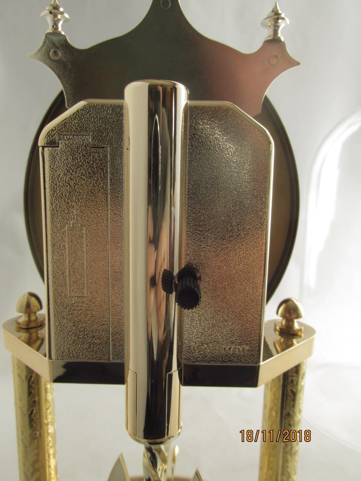 Hermle Moon Phase Anniversary Clock Glass Dome W Germany 11