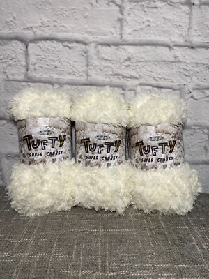 Set of 3 King Cole Tufty Super Chunky 200g 87 Yds 80 M Color 2794 Cream US 15
