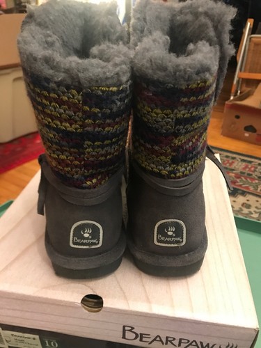 Bearpaw Maggie 2116 Charcoal Suede Wool & Sheepskin Lining Sz 10 M Nice!