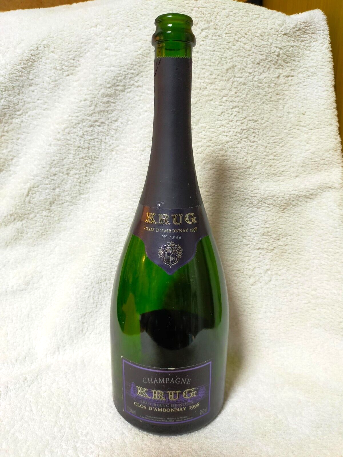 KRUG Clos D'Ambonnay 1998 Empty Glass Bottle Champagne From KRUG Clos D'Ambonnay 1998 Empty Glass Bottle Champagne From