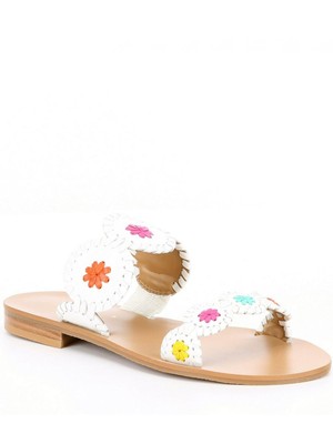 

JACK ROGERS Женские белые кожаные шлепанцы Lauren с прострочкой, размер 6,5 м, Белый, 1113SS0008