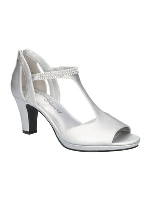 EASY STREET ALIVE AT 5 Женские босоножки на каблуке с блочным носком и серебристой вспышкой длиной 6,5 м