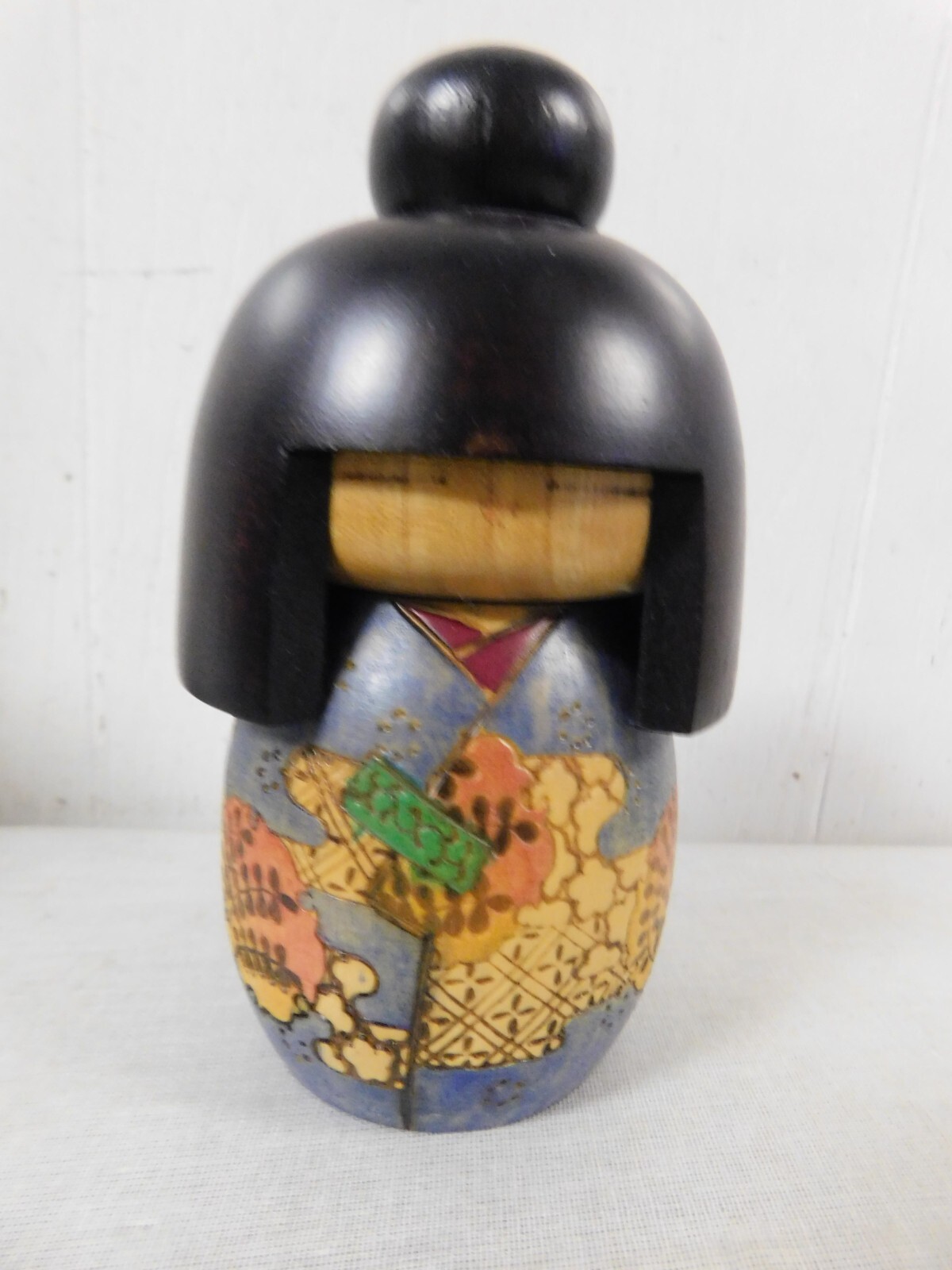 Vintage Japanese Kokeshi Doll Red Stamp Signature Carved