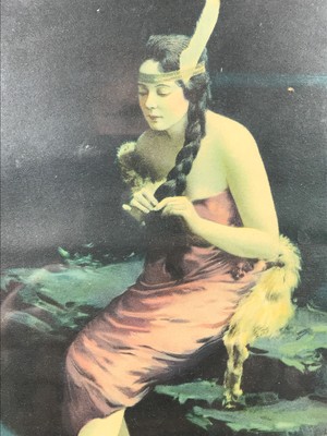 Vintage 1920 Wood Framed Fantasy Indian Maiden Fine Art Print fox arthur parrish