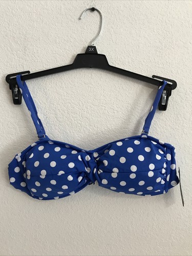 Apt. 9 Women's Swimwear Bikini Top Size L Blue Polka Dots