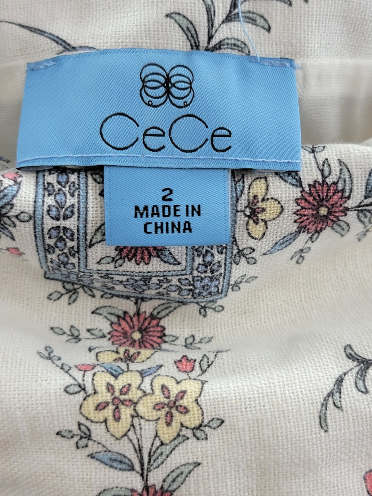CeCe Floral Print A-Line Maxi Skirt Women's 2 Egret Multi Linen Blend Side Zip - Picture 8 of 15