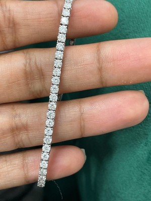 14K White Gold Plated 7Ct Round Lab-Created Diamond Women Tennis Bracelet 7.5''