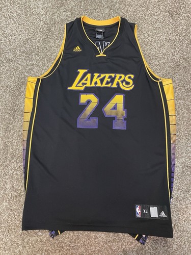 KOBE BRYANT 24 Los Angeles Lakers Sewn Black Mamba Rare