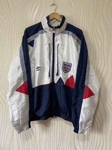 ENGLAND 1990 1992 FOOTBALL SOCCER SCHELL TRACK JACKET UMBRO ENGLAND 1990 1992 FOOTBALL SOCCER SCHELL TRACK JACKET UMBRO
