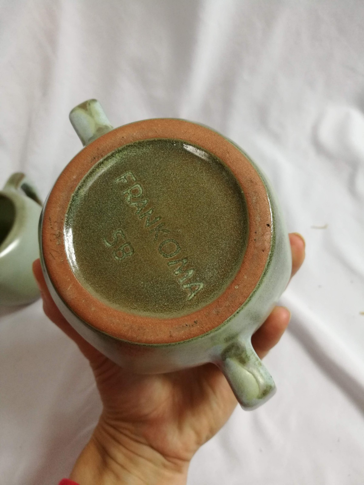 FRANKOMA PLAINSMAN WOODLAND MOSS 5A CREAMER CREAM PITCHER 5B SUGAR DISH LID