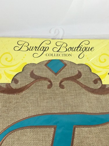 NEW Evergreen Burlap Teal Monogram 