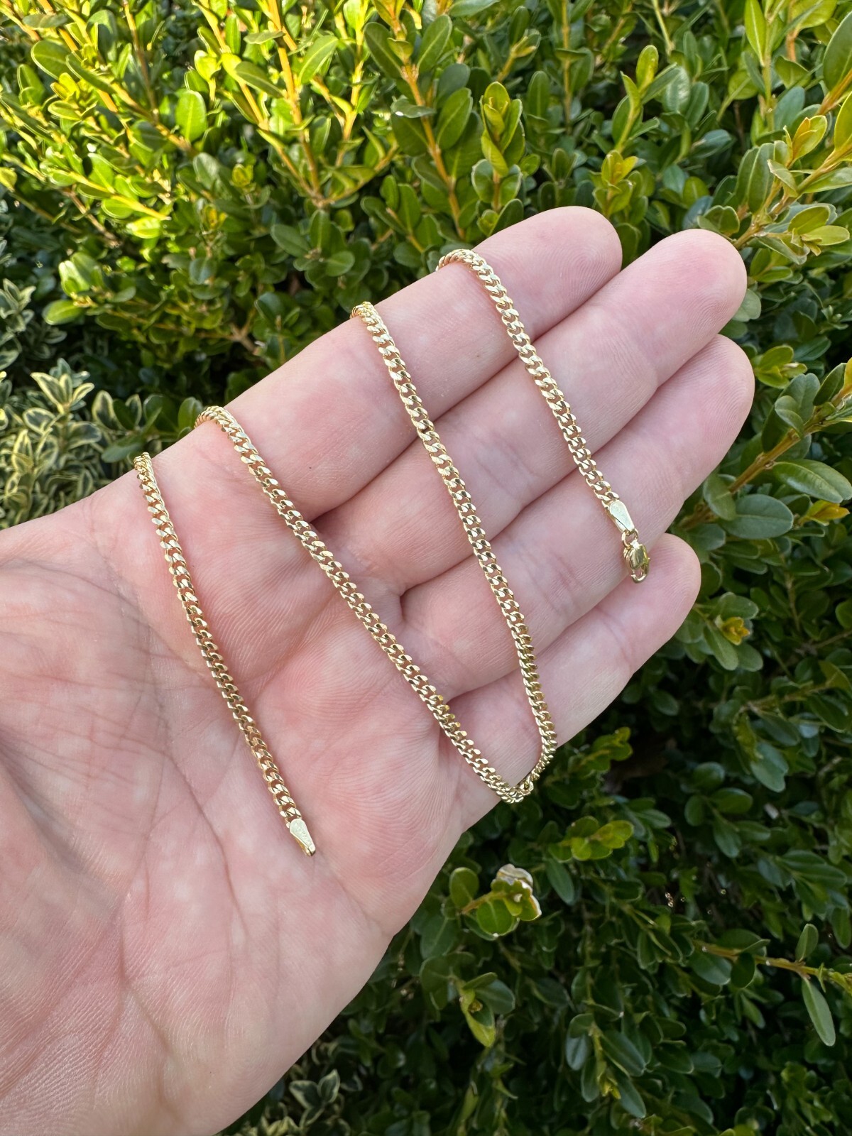 Pre-owned Silver Men's Ladies Solid 14k Yellow Gold Micro 1.5-3mm Miami Cuban Link Chain Necklace
