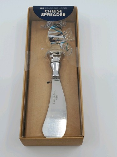 Nautical Coastal Beach Seahorse Glass LED Color Changing Cheese Spreader Gift