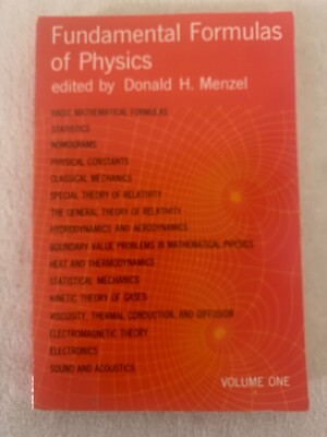 Fundamental Formulas of Physics Vol. 1 Donald H Menzel TPB Dover VG
