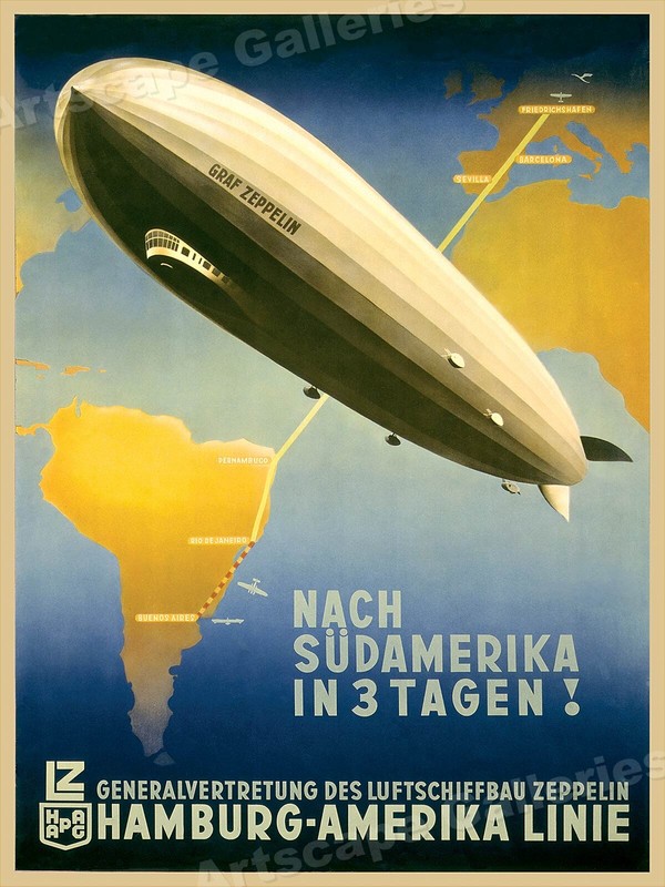 Tirage Photo Vintage Original - Foule Admirant Un Graf Zeppelin, Vers 1930 - Format 13x18 Cm