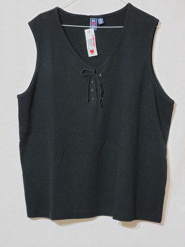 NWTS DEREK HEART WOMEN'S 2X SLEEVELESS BLACK TOP SHIRT TANK