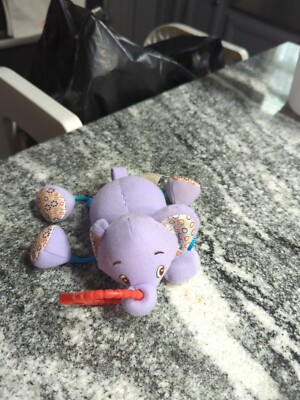 Bright Starts Replacement Toy Elephant Clip On Take Along Rattle Crinkle Jingles