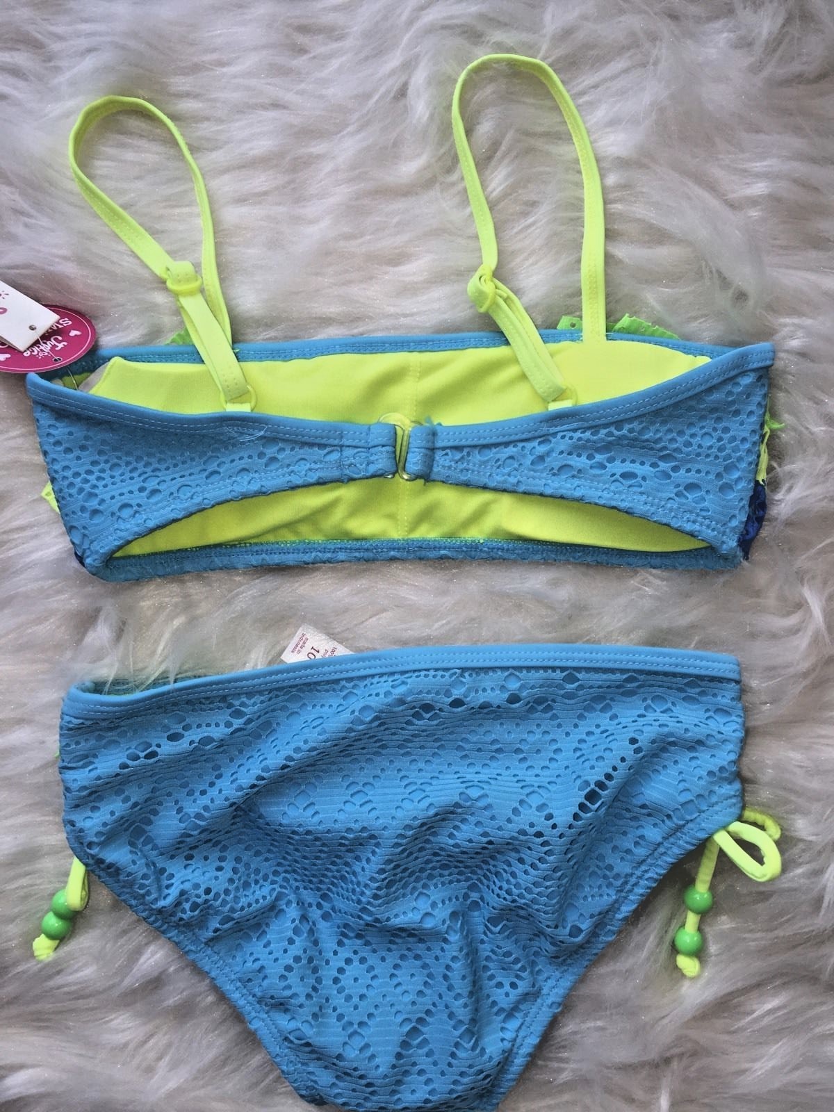 Justice Girls Size 10 Ruffle eyelet Bikini swimsuit New