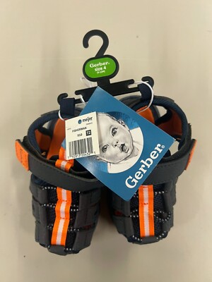 Gerber Navy Blue & Orange Fisherman Sandals Size 4 / 9-12 Months NWT