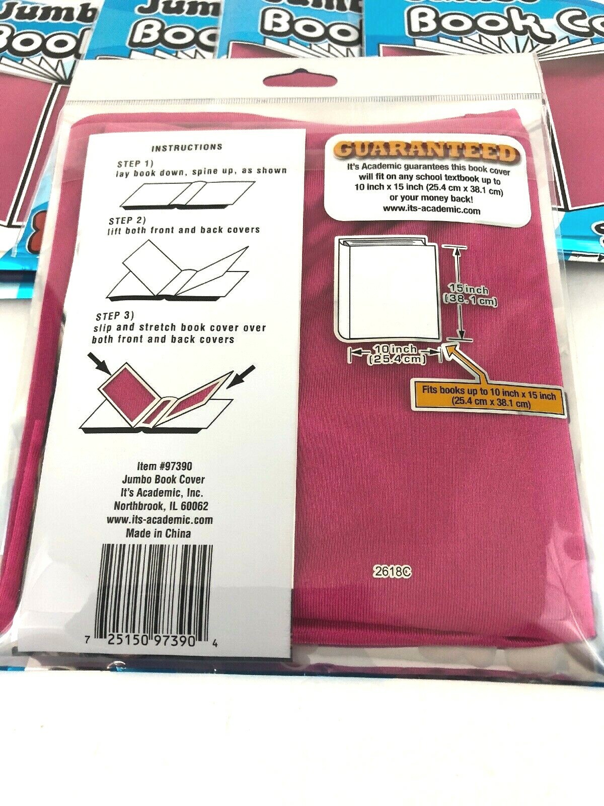 It's Academic XXL Jumbo Book Cover Stretches to Fit Oversized Hot Pink Lot Of 6