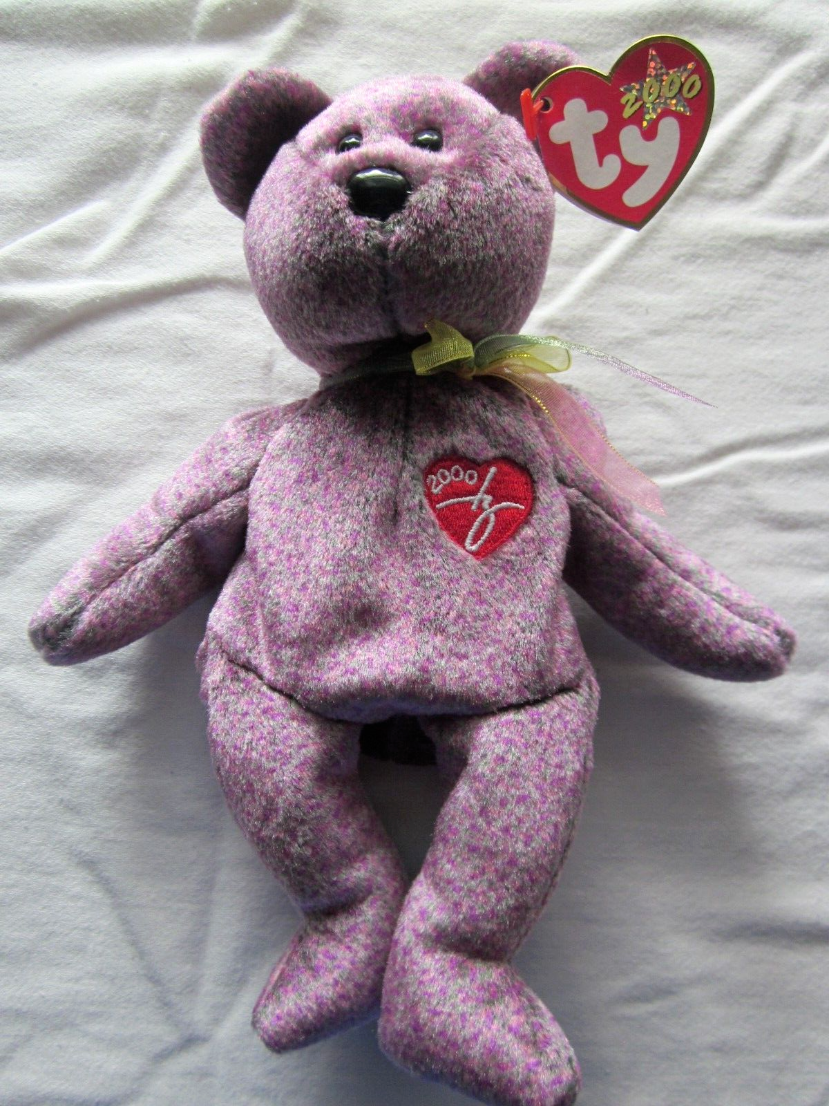 レア！平成レトロ Ty beanie baby 2000年製造 Ty Beanie Babies 2000 Signature Plush Purple Teddy Bear (8.5 inch