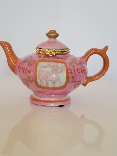 Trinket Box W/ Trinket Of Zodiac Pink And Vintage