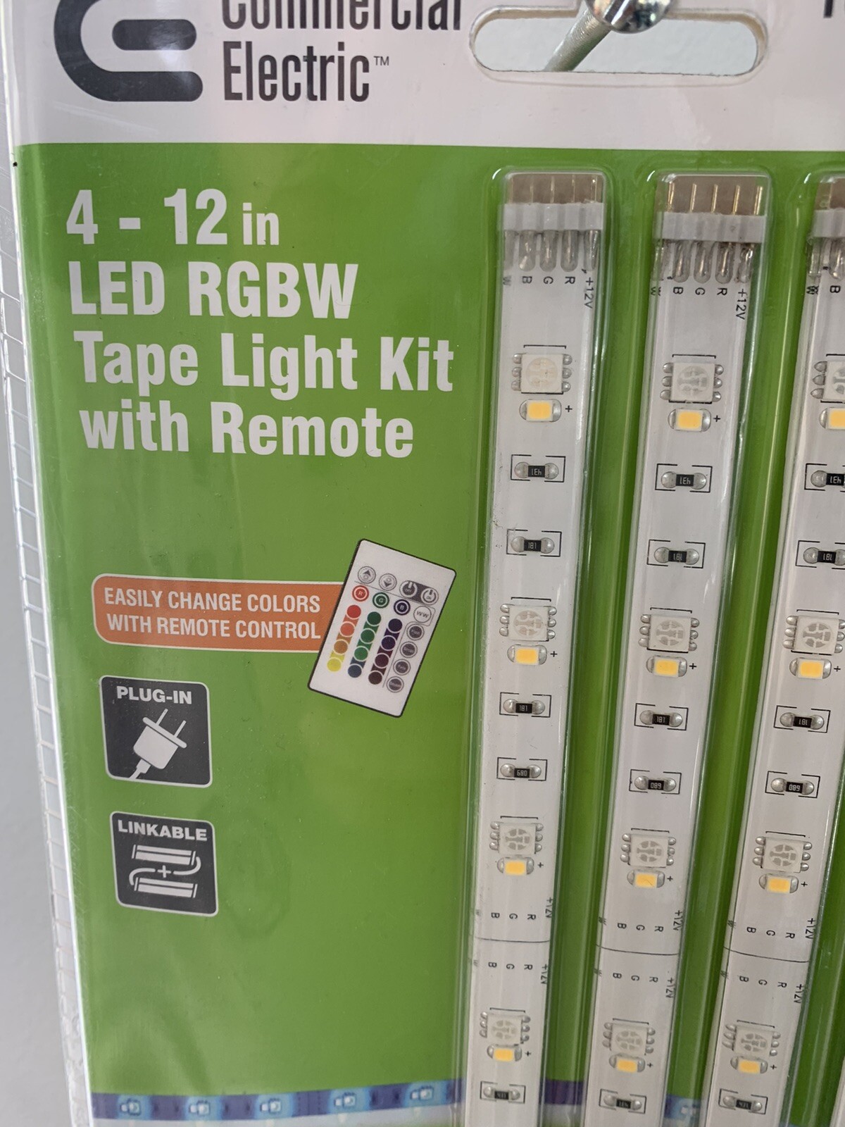 Commerical Electric 4-Strip Pk 12 in. Linkable Remote Indoor LED Flexible Tape