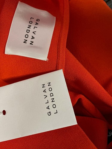 Pre-owned Galvan $1395  London Women's Orange Kali Keyhole Bustier Halter Midi Dress Size S
