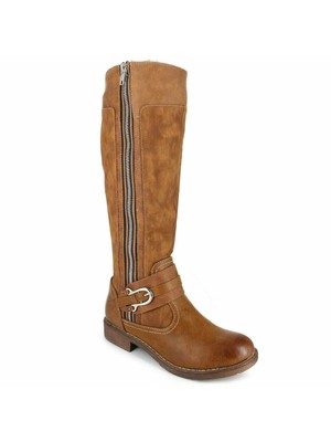 ZIGI SOHO Womens Brown Stephany Block Heel Zip-Up Riding Boot 10