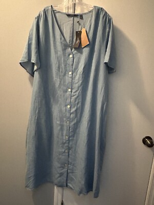 Vero Moda Chambray Midi Dress Plus Size 22 NWT Button Front