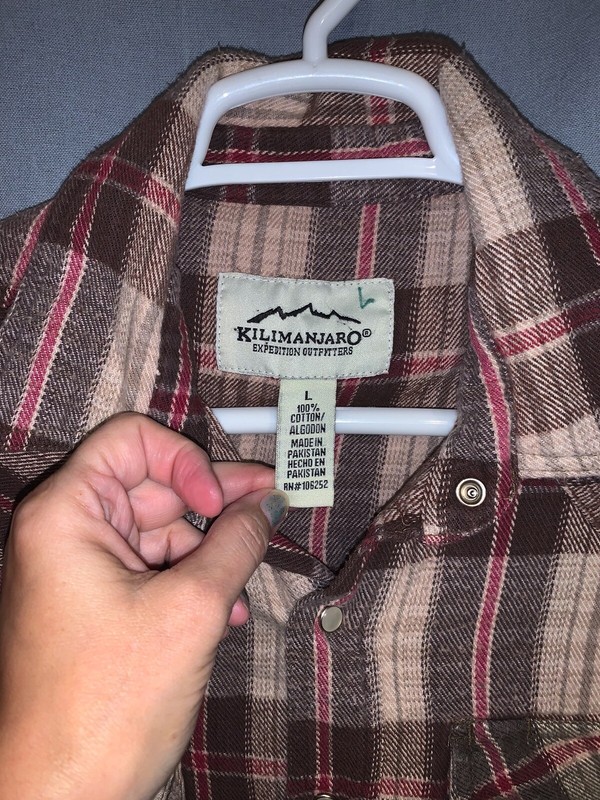 Kilimanjaro Expedition Outfitters Thick Cotton Flannel Plaid Snap Up Shirt Sz L