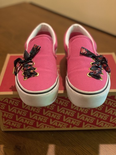 VANS Pink Side Lace Slide On Size 8.5 EUC ***Original Box