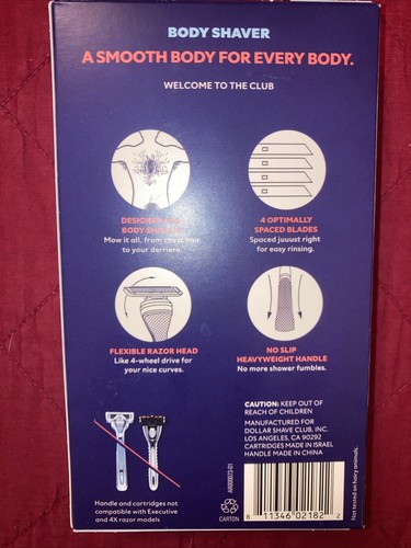 Dollar Shave Club Razor LOT of 2, Body Shaver Handle with 2 4-blade razors