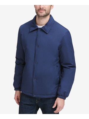 

COLE HAAN SIGNATURE Mens Coaches Синяя подкладка из искусственной шерпы, куртка на пуговицах, Синий, 538SN415