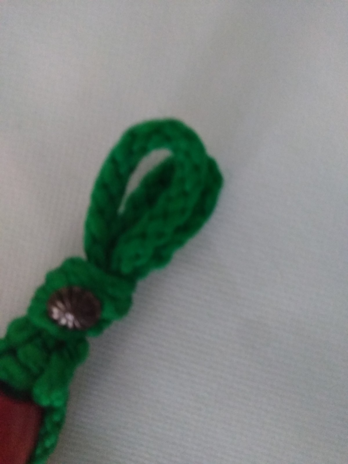 Vtg Macrame Green Christmas Tree Wall Hanging Red Bead balls Mid Century