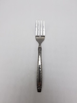 Nasco 'Rose Border'' 6 3/8 Inch Stainless Individual Salad Fork (National)