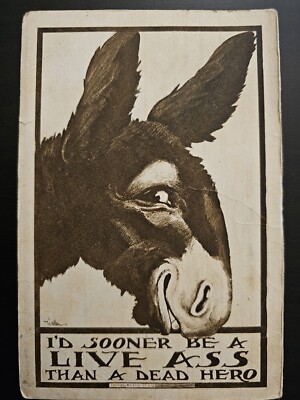 Bernhardt Wall Postcard Donkey Mule Ass  Dead Hero Macabre Series HTF RARE