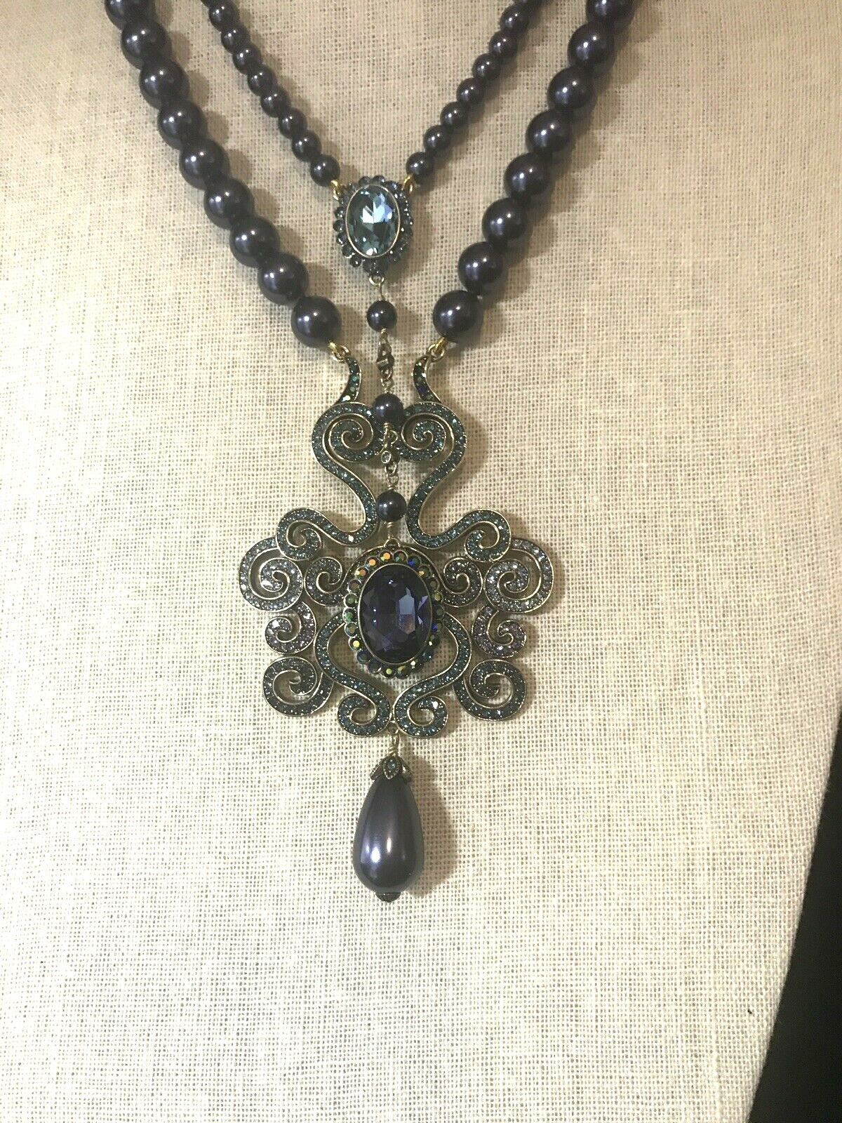 Pre-owned Heidi Daus "dynamic Elegance" Beaded Crystal Necklace