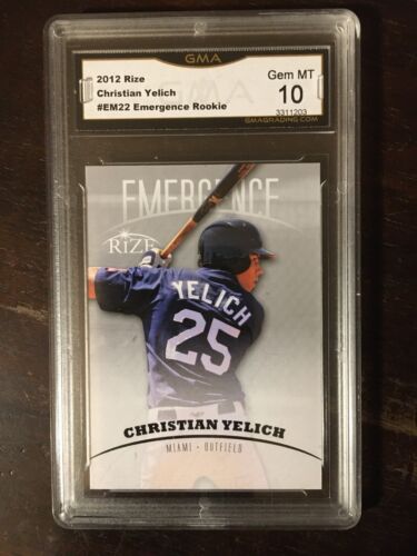 2012 Leaf Rize - CHRISTIAN YELICH ROOKIE Card Graded GMA MINT 10    H13. rookie card picture