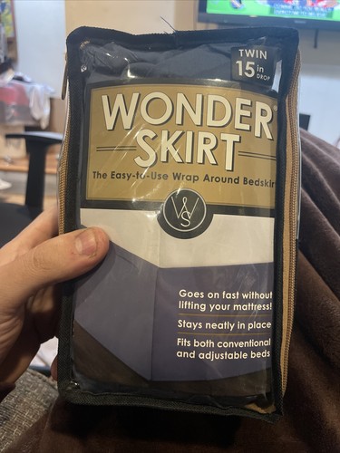 Wonder Skirt Wrap-Around Full Bed Skirt, 15 Inch Drop in