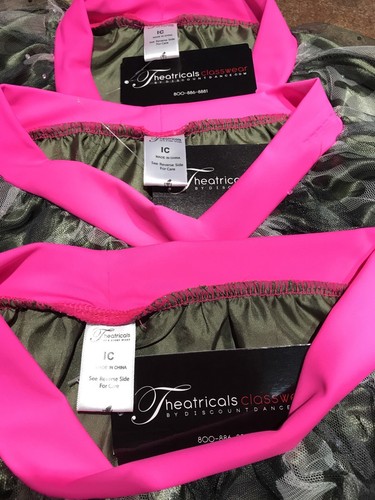 Lot Of 3 Girls Theatricals Classwear Recital Tutu/Skirts Camo/Pink NWT!