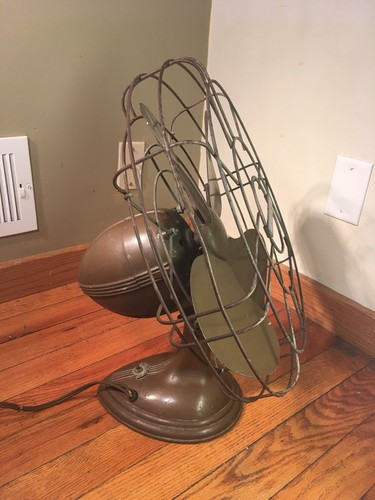 18” Antique Robbins & Myers Brown Electric Fan Art Deco 3 SPEED Oscillating Tilt