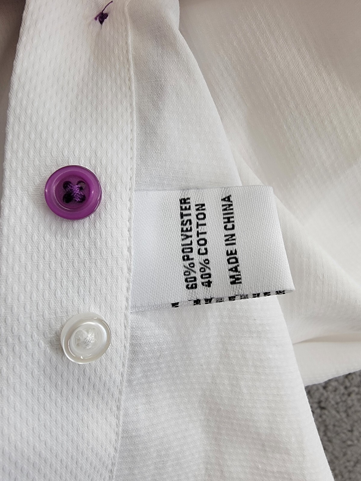 Tayion Collection Slim-Fit Purple Trim Dress Shirt Men's L 16-16.5 34-35 White - Picture 16 of 19