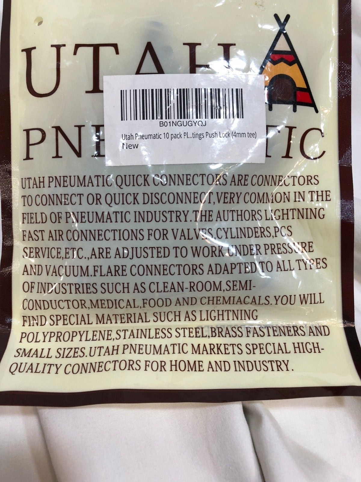 Utah Pneumatic 10 pack Plastic push to connect 4mm tee