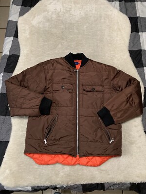 J Crew Mens Brown Full Zip Puffer Quilted Size Small Nylon