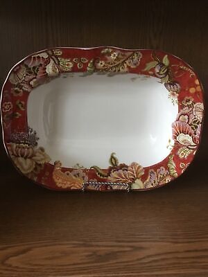 222 Fifth Gabrielle Red Oval Serving / Vegetable Bowl 11 .25   ×  8.75 