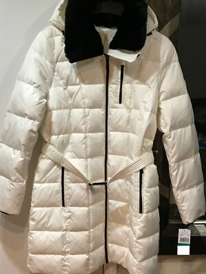 Pre-owned Michael Kors Mk Outerwear Winter Church Hood Puffer Parka Down Coat Size M L Xl In Bone