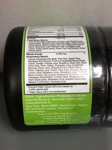 It Works! Greens Blend Chocolate Flavor 6.35 oz. Alkalize - New, Sealed
