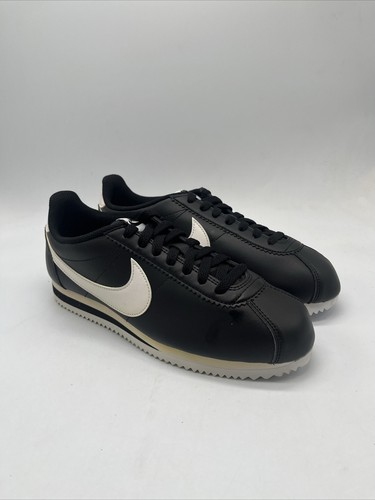 Nike Classic Cortez Black Leather Shoes 807471-010 Women's